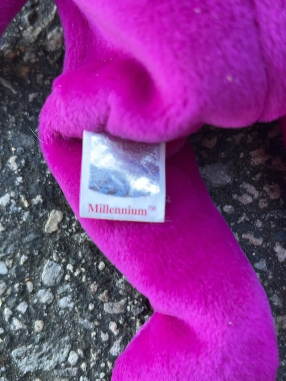 Ty Bright Purple Bear with Gold Ribbon and Embroidered Earth